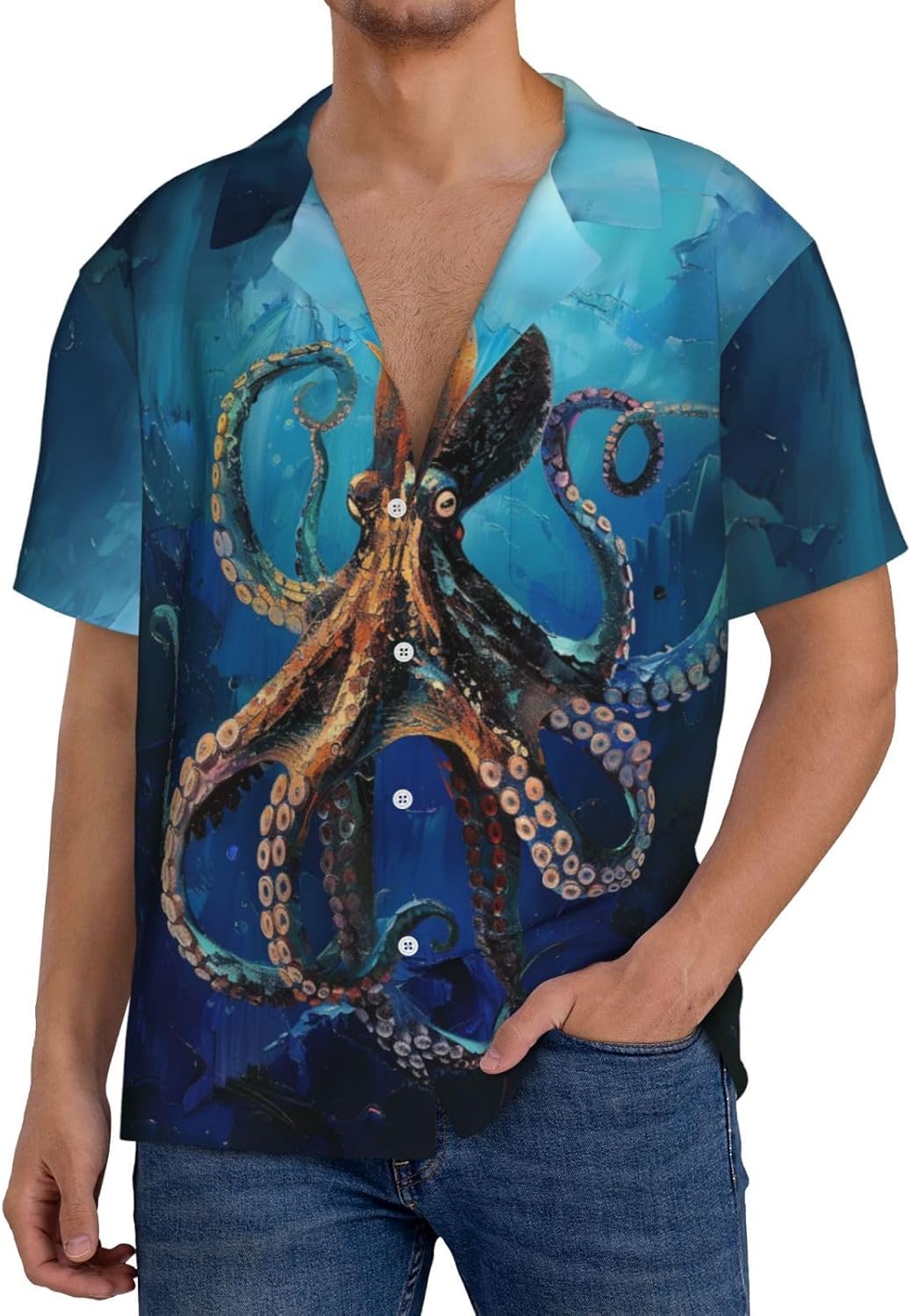 Funky Hawaiian Shirt for Men, Men&amp;#39;s Graphics Button Down Beach Shirts Design Pattern Vacation Shirts, Small