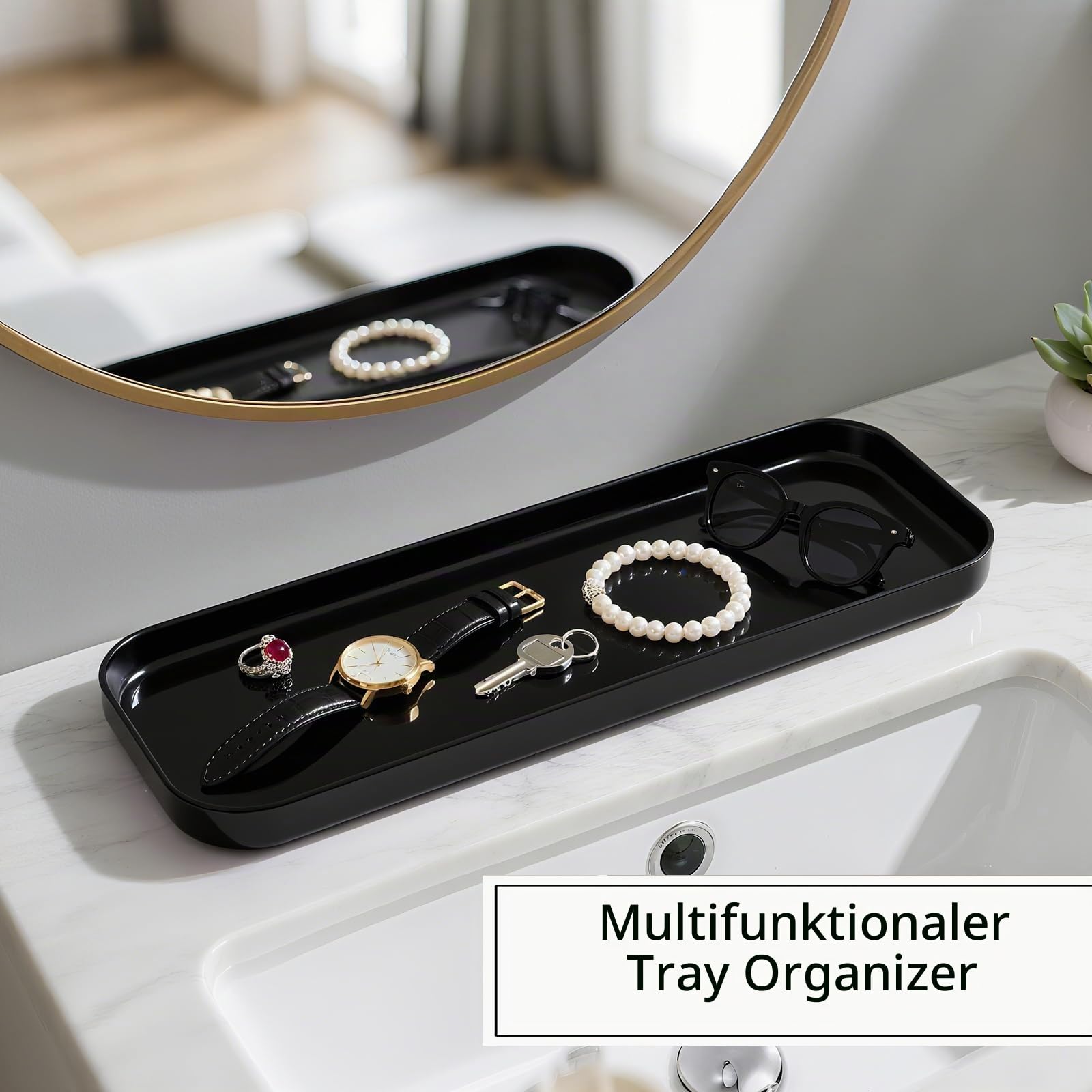 Badezimmer-Zubehör-Set, 9-teilig, Mülleimer, Seifenspender und Schale, WC-Bürste, Zahnbürstenhalter, Becher, Tablett, Wattestäbchen-Behälter, Arbeitsplatten-Organizer und Einweihungsgeschenk