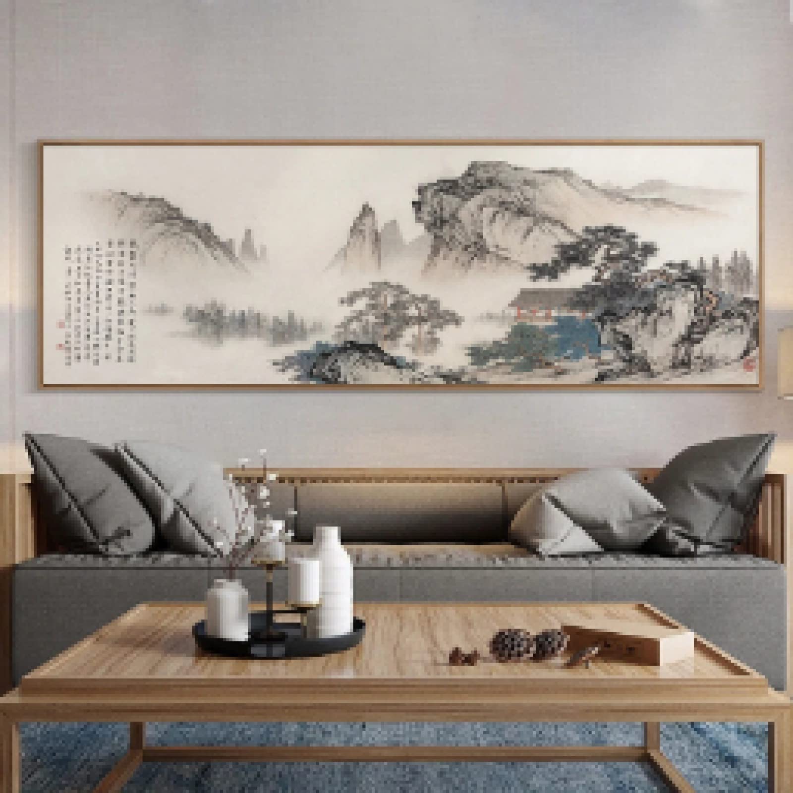 Tableau paysage chinois pour salon de 50x150 cm - 6