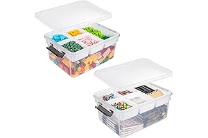 Two Pack 17 Quart Stackable Clear Plastic Storage Bins with Lids