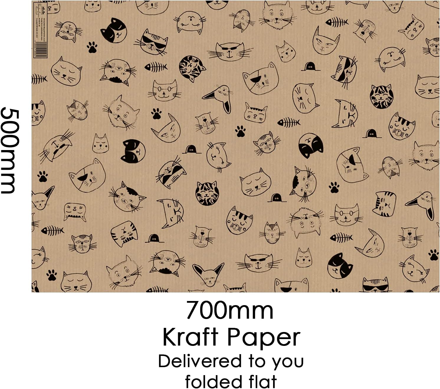 Luxury, Cat Wrapping Paper, Cartoon Cats 5x pack, 1 sheet (Pack of 5) - Image 4
