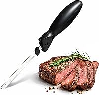 Cook with Color 100W Electric Knife: Dual 10.5" Stainless Steel Blades, Ergonomic Handle, Low Noise for Precise Meat, Bread & Veggie Cuts, Black