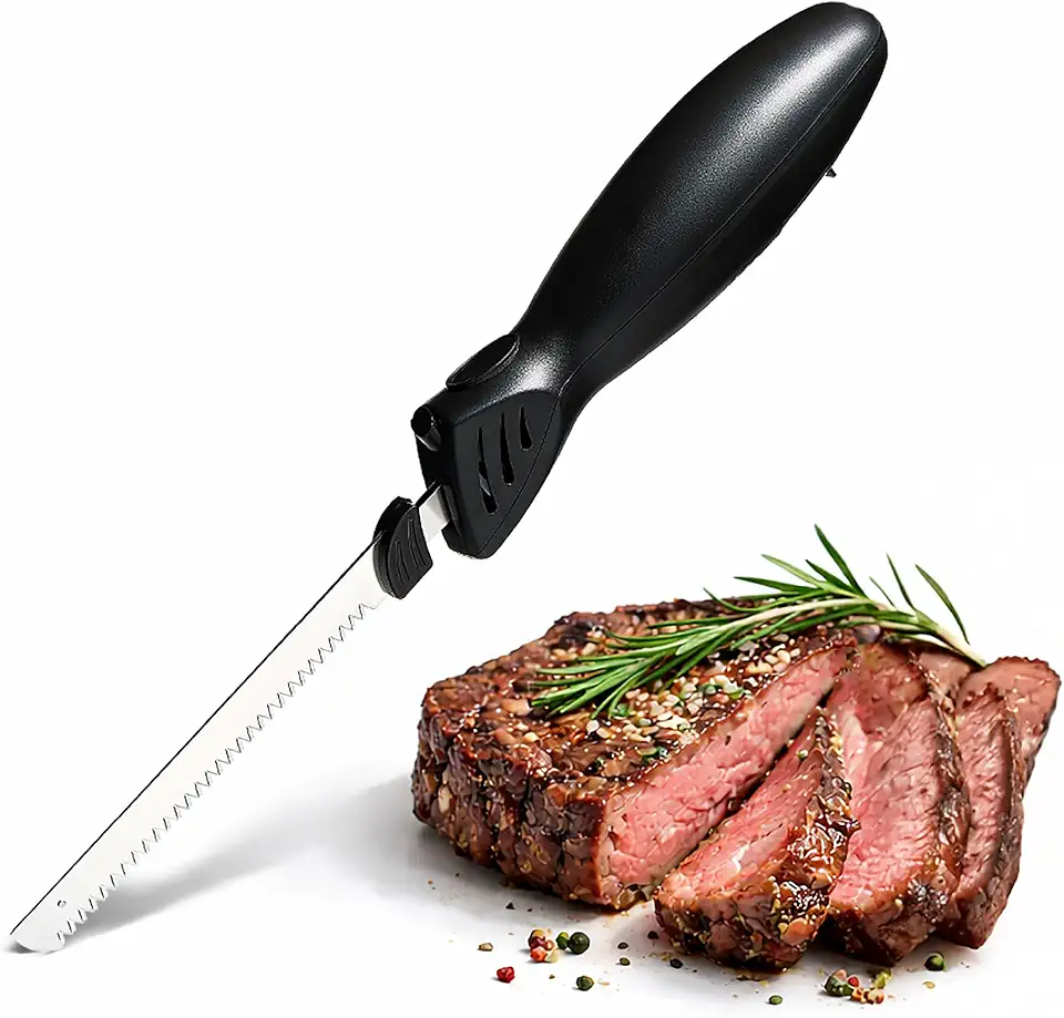 COOK WITH COLOR Faca elétrica de 100 W, duas lâminas para corte versátil, precisão e conveniência para sua cozinha, 5 x 5 x 42 cm, preta