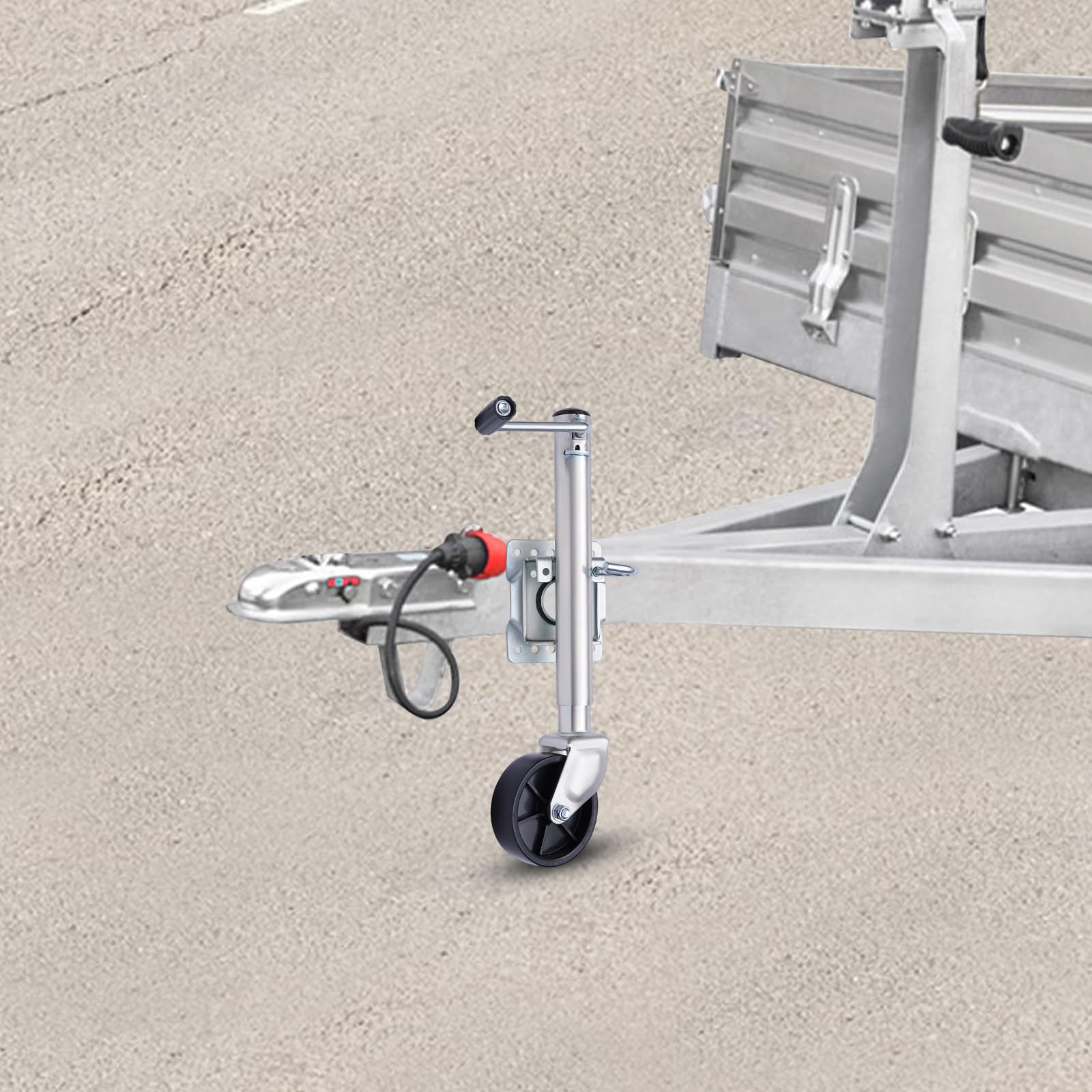 Rueda de apoyo para remolques 540kg, rueda de apoyo con neumáticos de goma maciza de 6 pulgadas, accesorio para remolques y rueda de apoyo de alto rendimiento para remolques, caravanas y