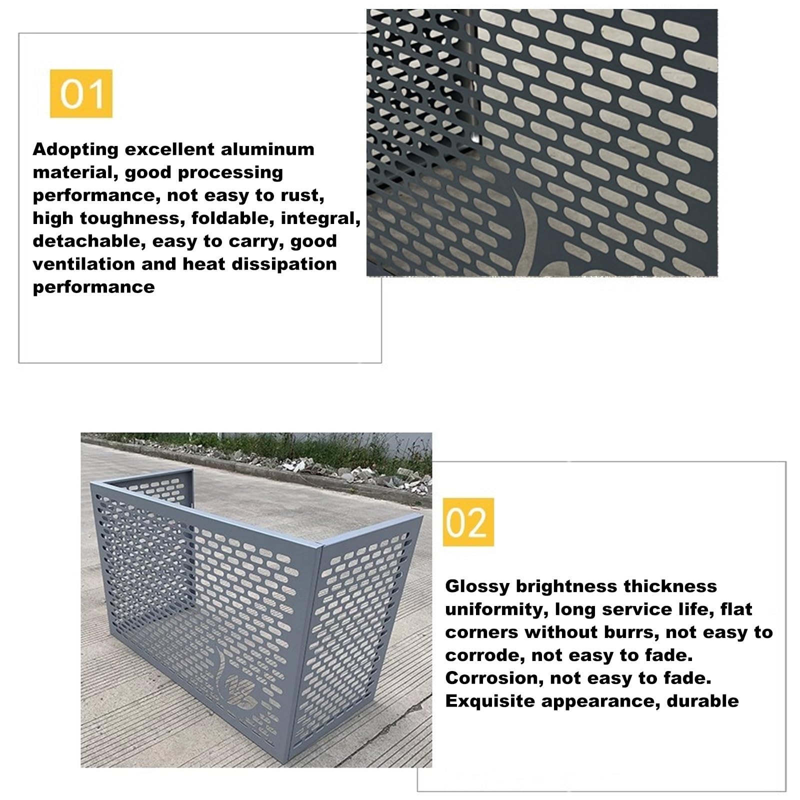 Cubierta de aire acondicionado, carcasa protectora de pared para condensadores exteriores, diseño de 4 paneles, forma rectangular