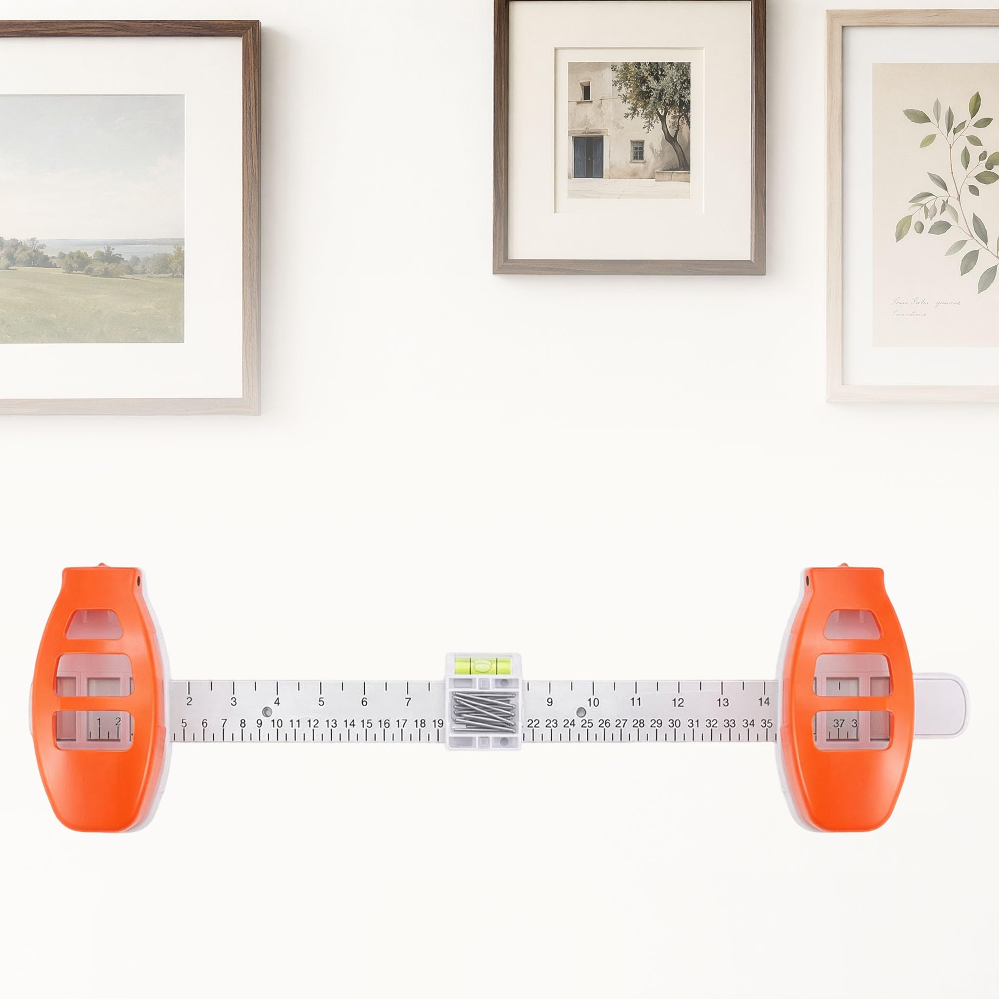 Photo 1 of Picture Hanging Tool with Level – Magnetic Alignment Ruler for Frames & Mirrors, Wall-Friendly DIY Hanger for Home Decor