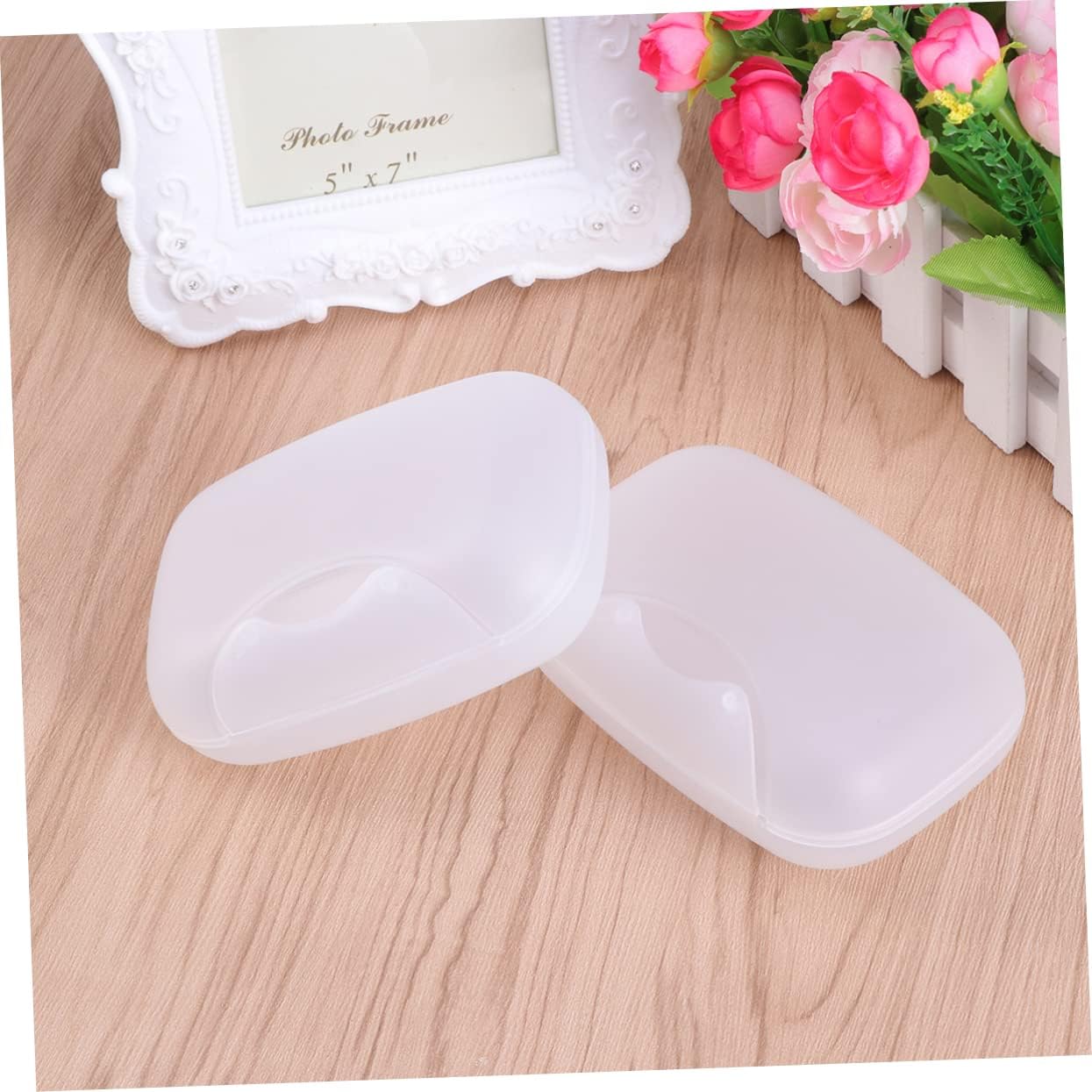 DECHOUS 2pcs Creative Portable Soap Dish Container Leakproof Sealed Soap Holder for Travel Hiking and Camping Large White