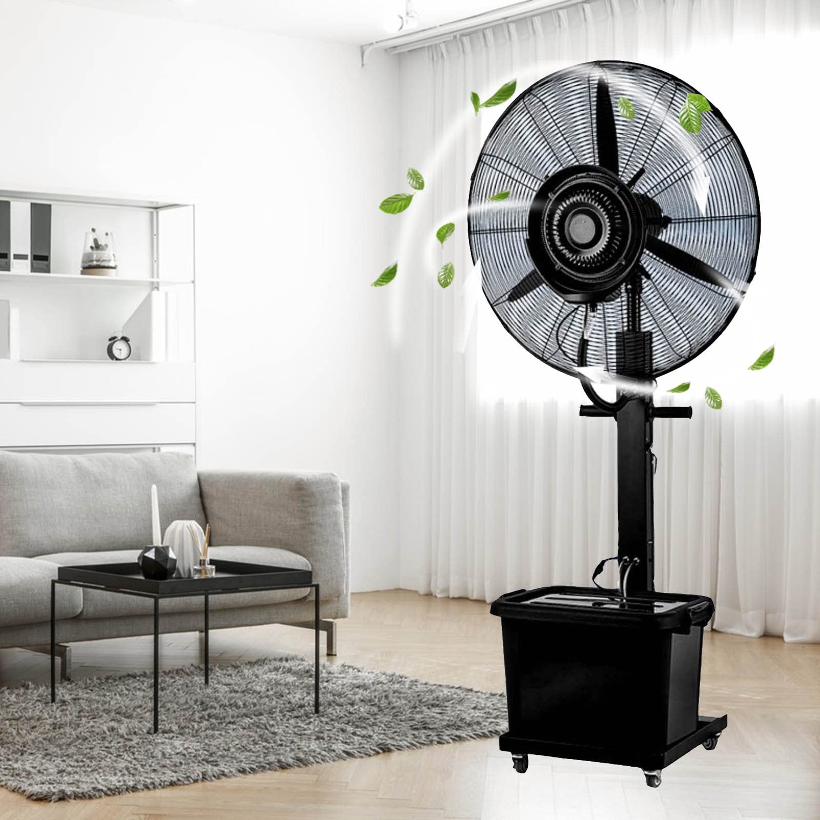JKJZSALJ Fan Industrial Pedestal Fan With Mister Tank Outdoor Cooling Spray Fan Misters 90°Oscillating Floor Fans For Patio Outside