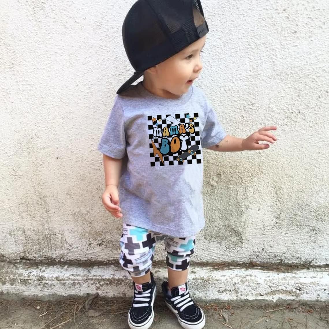 Toddler Baby Boys Short Sleeve Graphic T-Shirt Top Funny Letters Print Cotton Tee 2T Mama's Boy Skater image 3 of 9 B0C54V8LHK