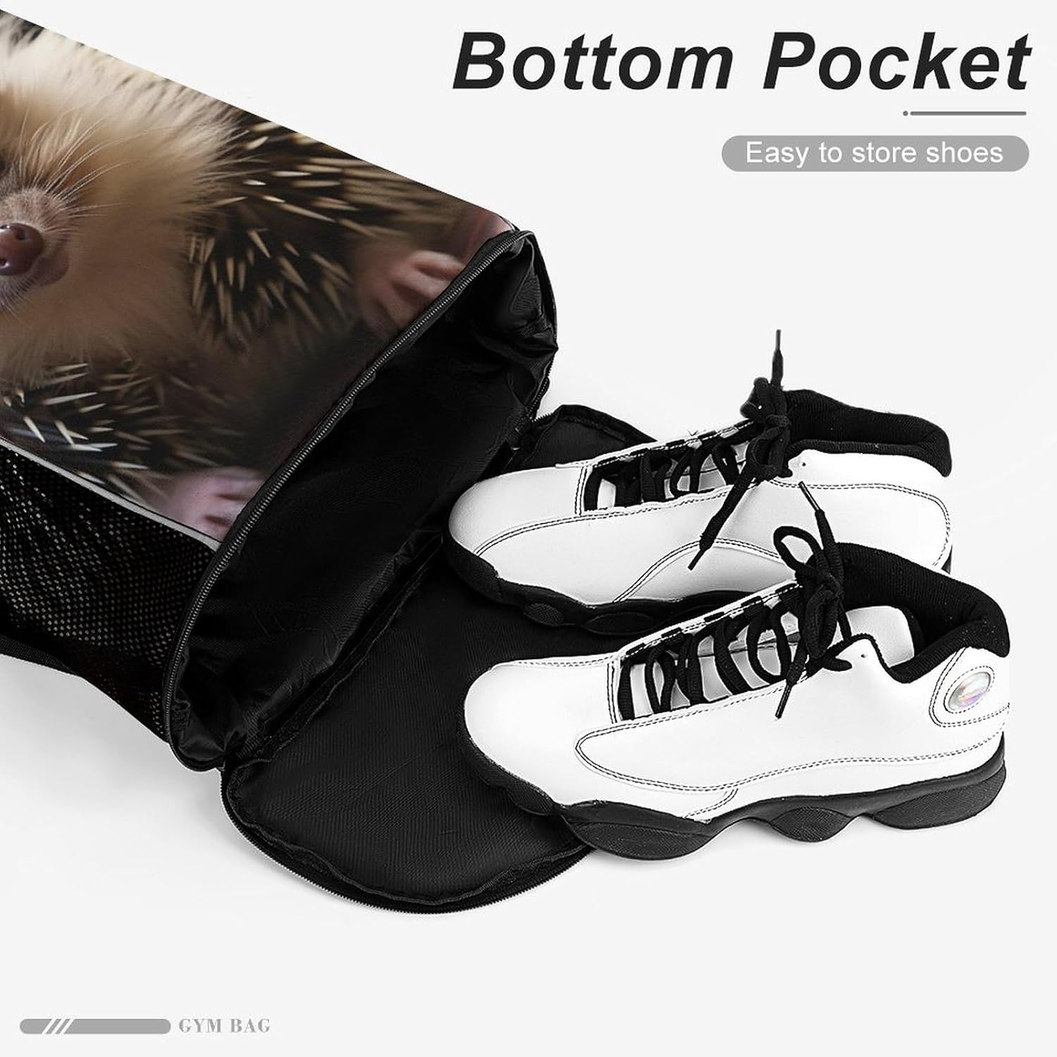 Fitness Drawstring Backpack Waterproof Gym Bag Crown With Hedgehog Lightweight Dry And Wet Separation Swim Bag