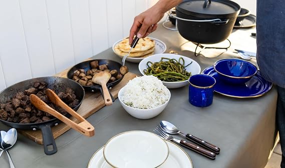 GSI Outdoors Guidecast 12 Frying Pan | Lightweight Cast Iron Frying Pan for Camping, Cabin and Home Kitchen