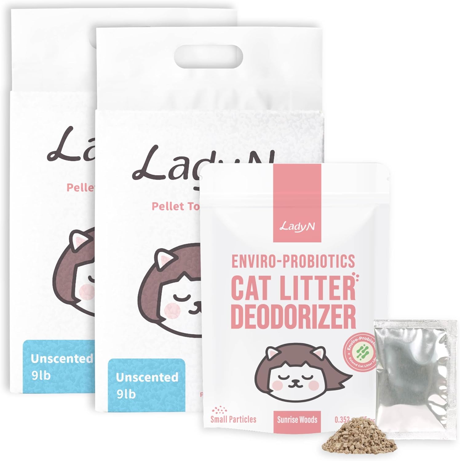 Pellet Tofu Cat Litter & Deodorizer Set – Strong Clumping, Odor Control, Easy Cleanup, Long-Lasting Freshness