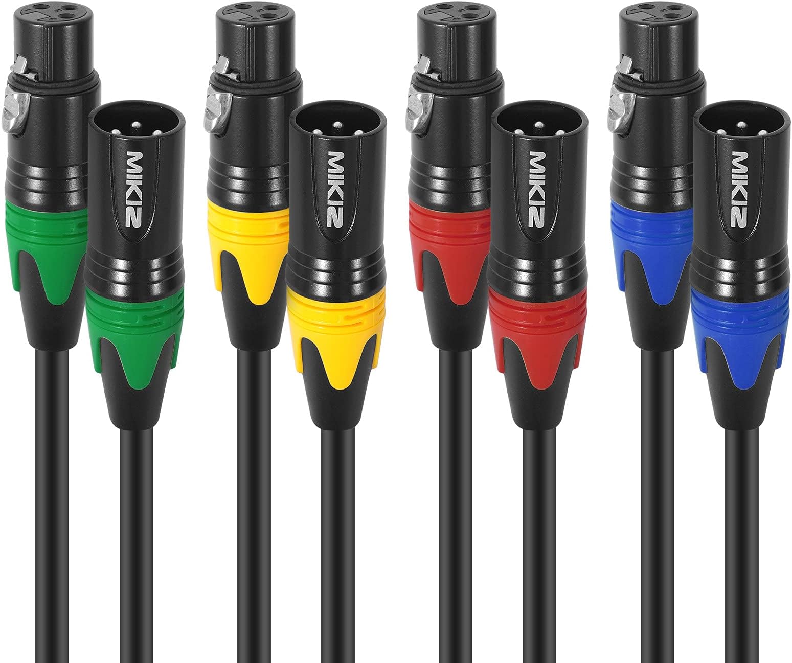 XLR Microphone Cables 6 Feet 4 Pack - Pro Balanced 3-Pin XLR Male to Female Audio Cables