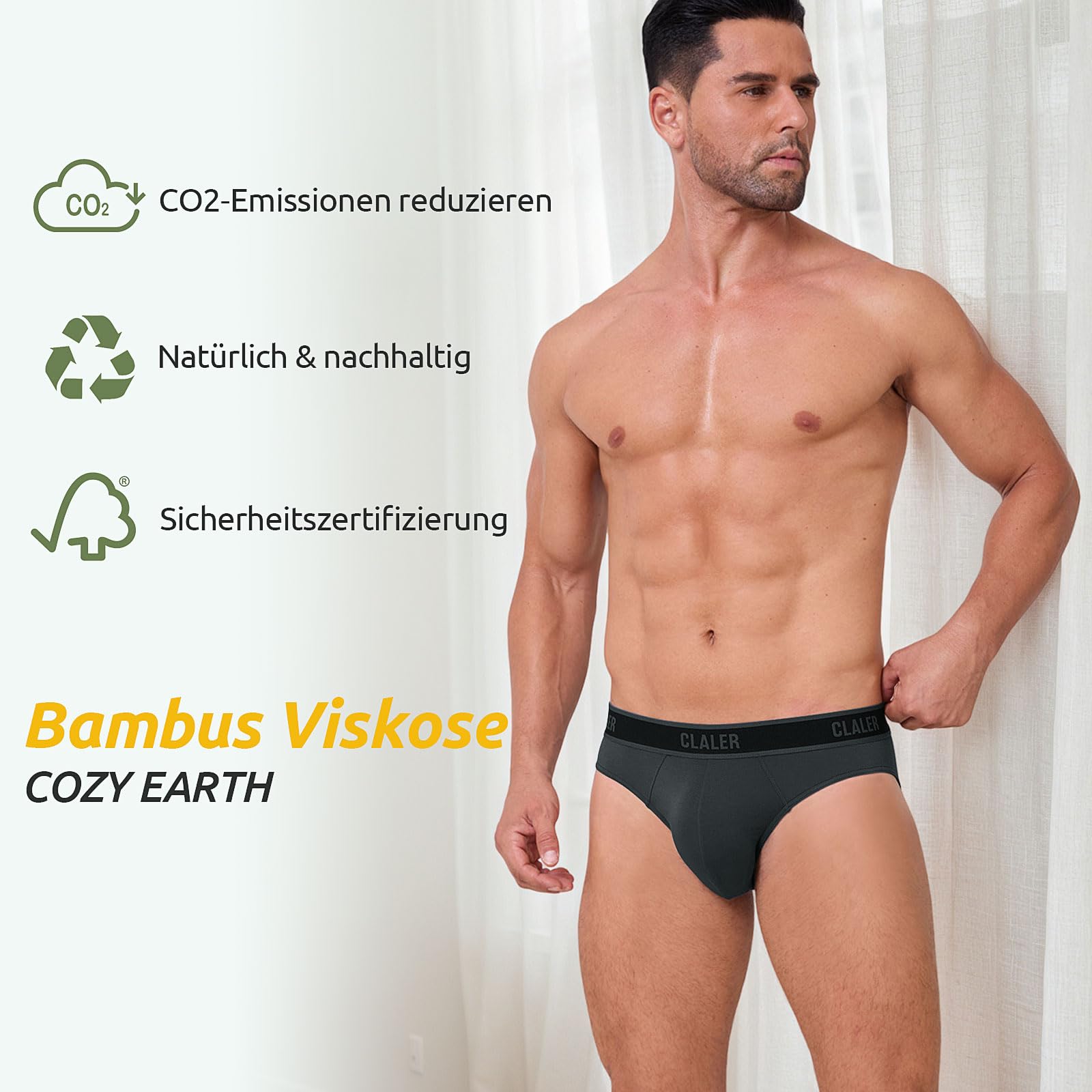 Slip Herren Bambus Unterhosen Männer Atmungsaktive Unterwäsche mit Stretch Antibakteriell Sport Herren-Slips 6er Pack