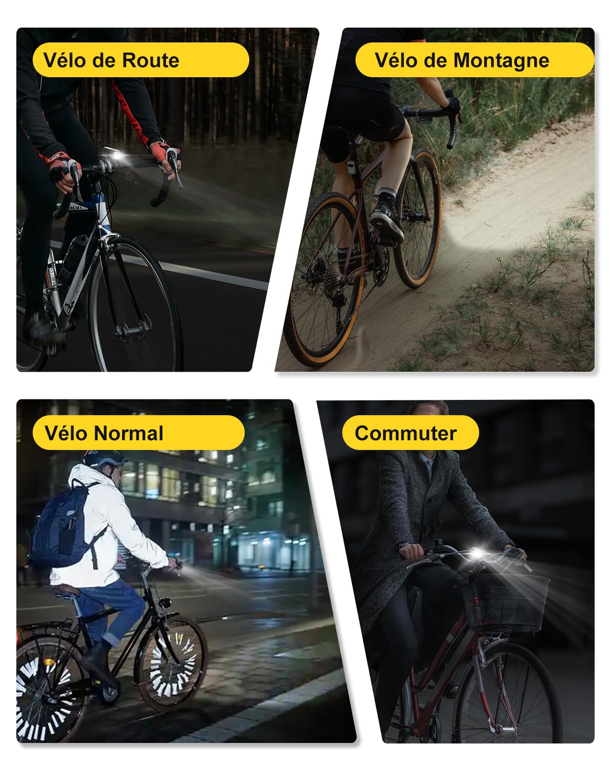 TOWILD CL450 Lampe Avant de Vélo, 450 Lumens Étanche IPX6 Éclairage Vélo USB-C 5 Modes Phares de Cyclisme, Lampe de Vélo Compacte et Légère de 95g Jusqu'à 7 Heures d'autonomie