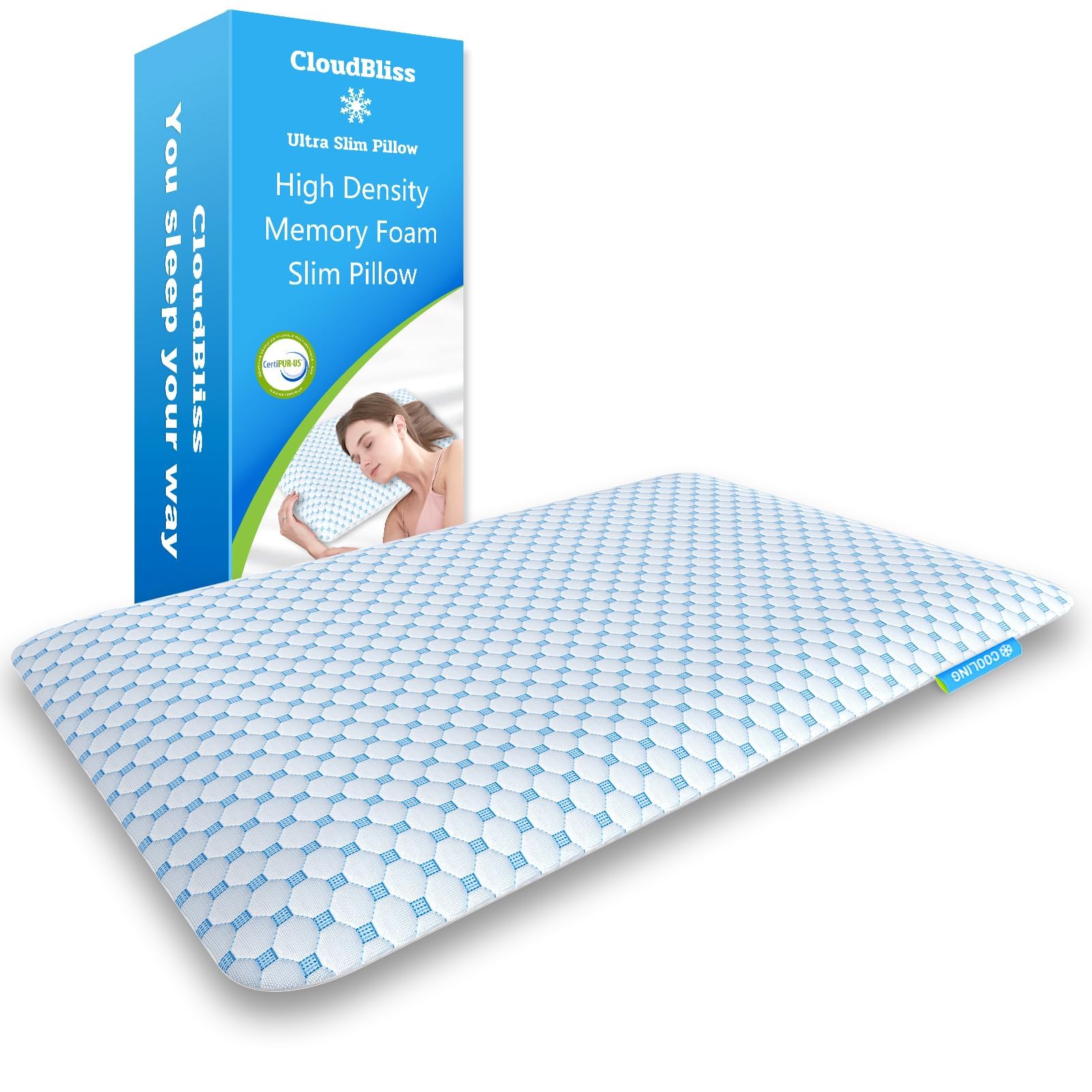 CloudBliss Thin Memory Foam Pillows