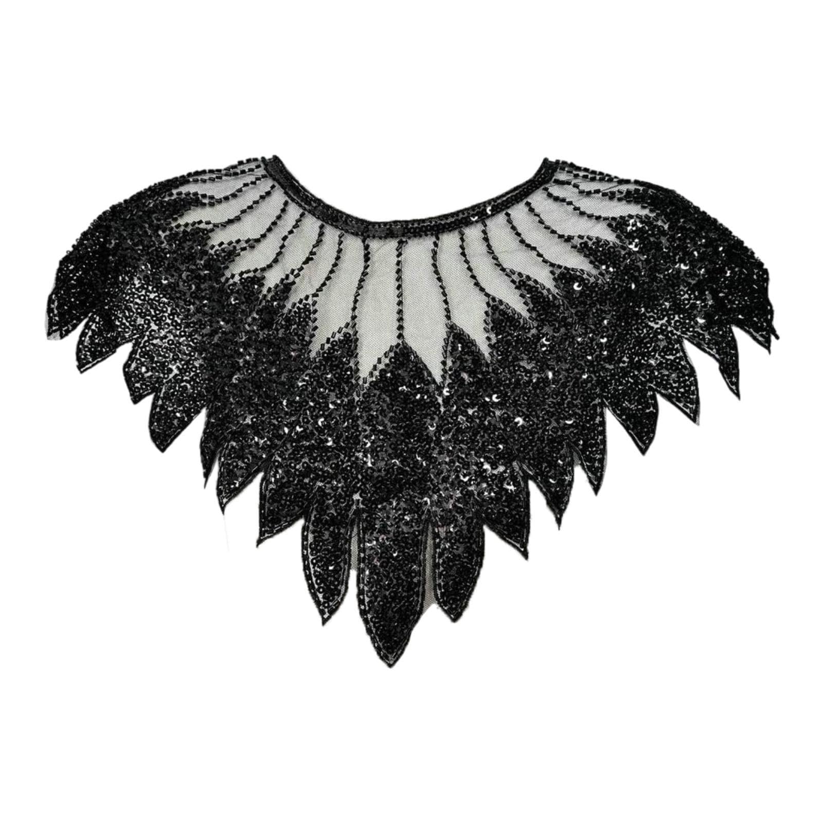 Women Shawl Wrap Sequin Beaded Evening Cape for Bridal Formal Dresses Ladies Black-image-29