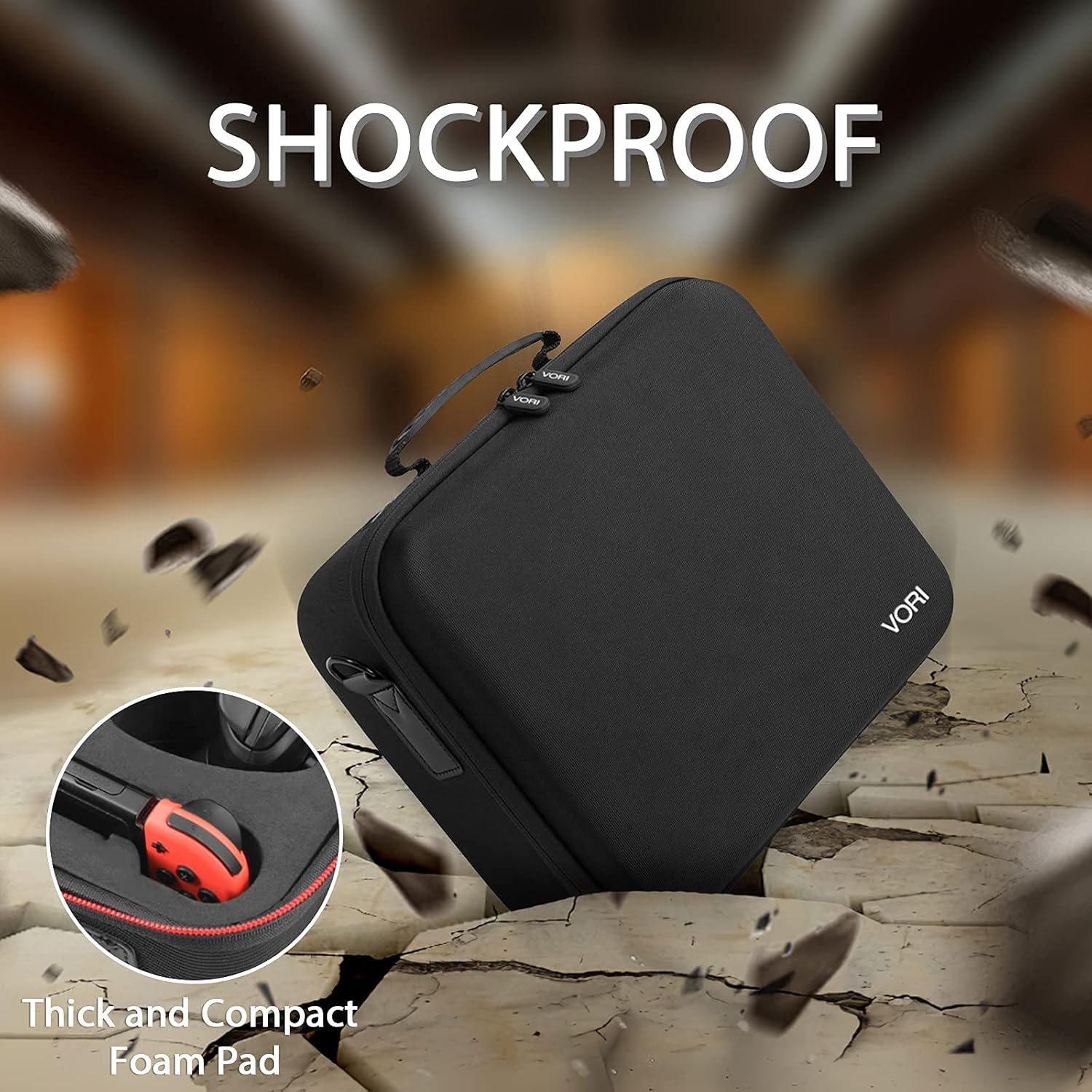 VORI Carrying Case for Nintendo Switch/Switch OLED Model (2021), Hard Travel Storage Protective Case with Handle and Shoulder Strap for Pro Controller, Poke Ball Plus and Switch Accessories, Black : Video Games