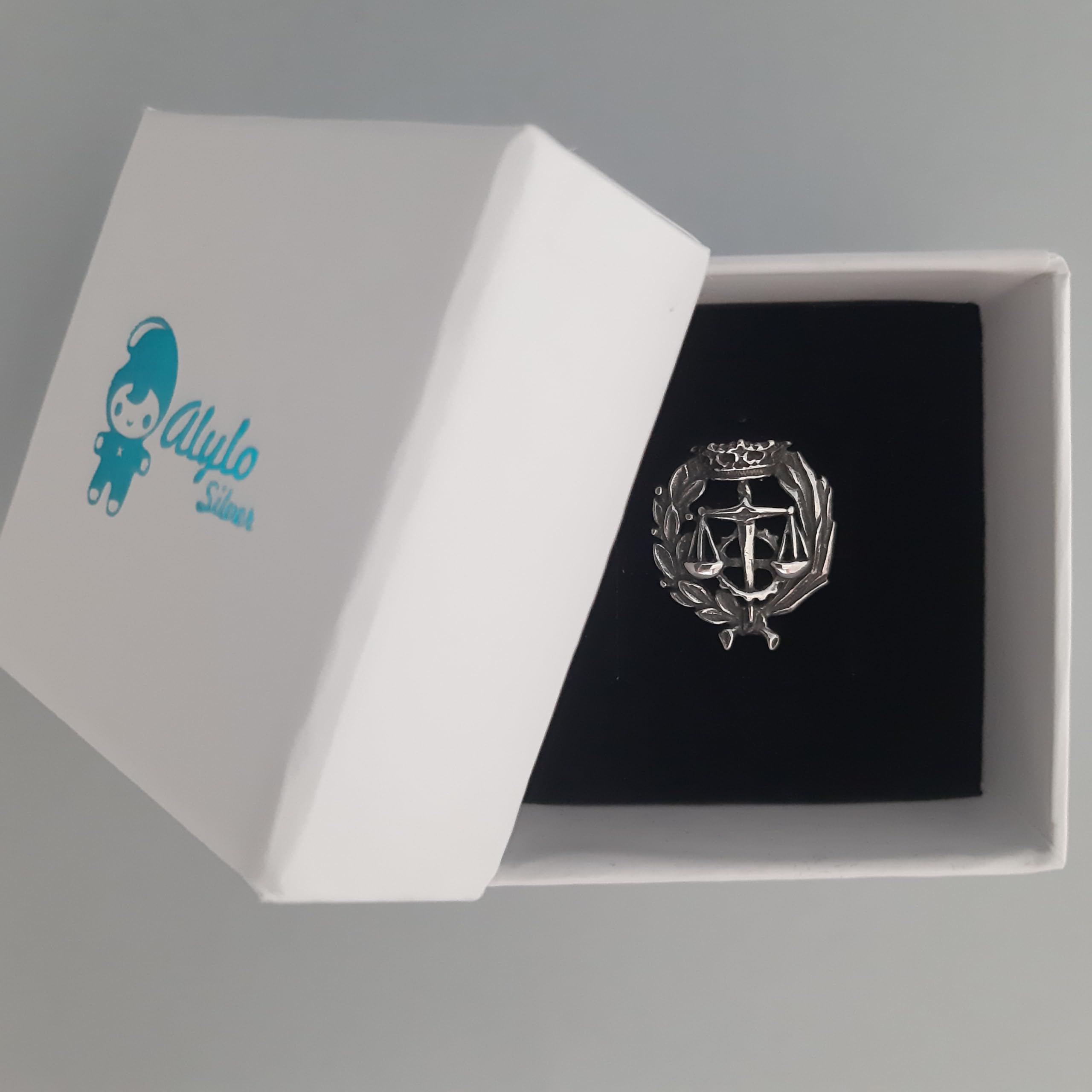 Insignia de Graduado Social en Plata de Ley 925, con Estuche