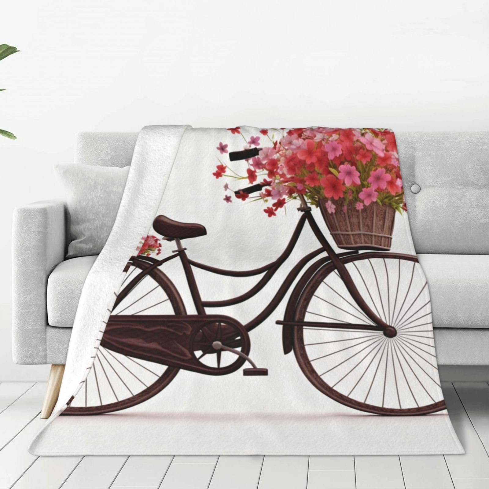 Couverture micro polaire vélo rouge plaid doux toutes saisons pour lit et canapé salon