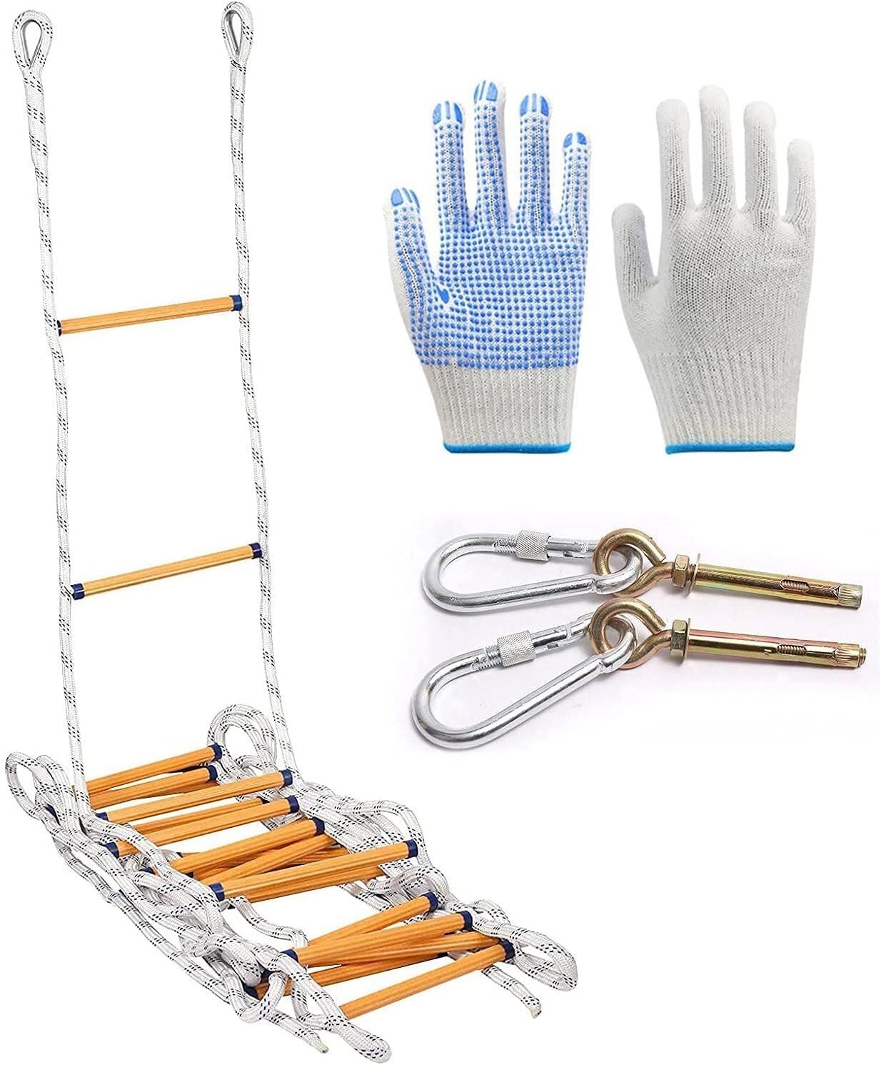 Fire Escape Rope Ladder - Flame Retardant Emergency Evacuation With Hook Box, 2-3 Story Rescue(12m/39.4ft)