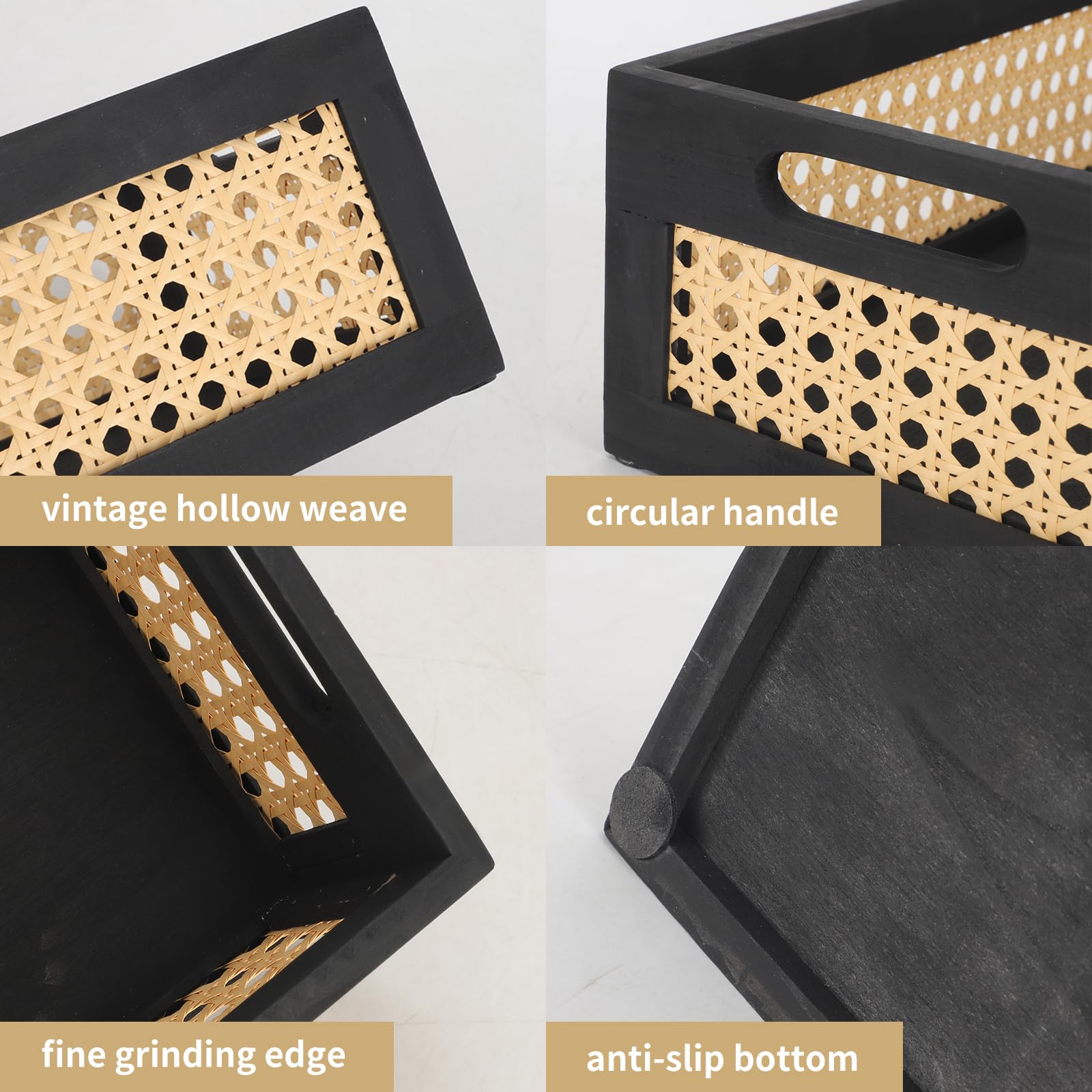 Snapklik.com : HODAKJUE Wood Storage Basket, Small Rattan Storage Box