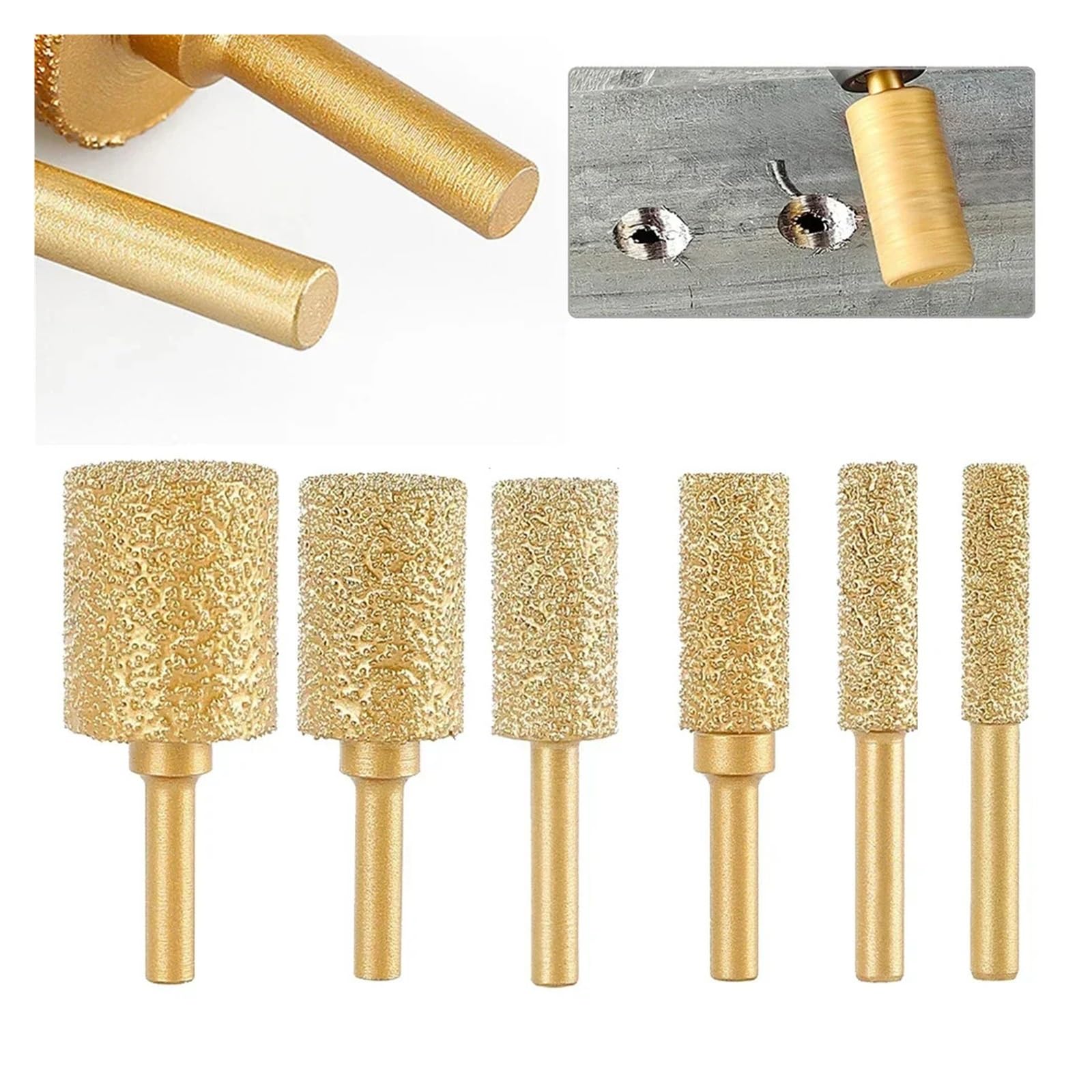 Cabezal de rectificado Cabezal de Fresa de Diamante Soldado al vacío con vástago Redondo de 6 mm, Lima Rotatoria for Piedra, Hierro Fundido Gris, Hierro dúctil, Grabado de Acero(25mm)