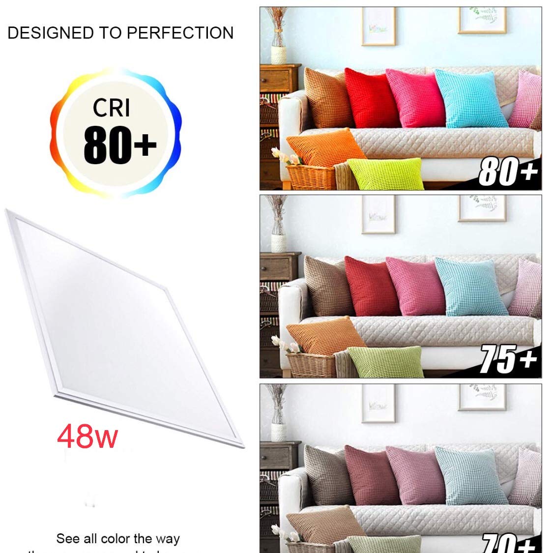 (LA) Panel LED slim 60 x 60 cm 48 W 4400 lumen reali. Bianco freddo (6000 K-6500 K) LED atomant. spedizione gratuito. Pack x2 Bianco freddo