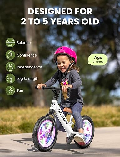 Miniatura 7 de Bicicleta de equilibrio para niños de 2 años, marco totalmente metálico y ruedas todo terreno de 12 pulgadas, bicicleta para niños de 24 meses a 5