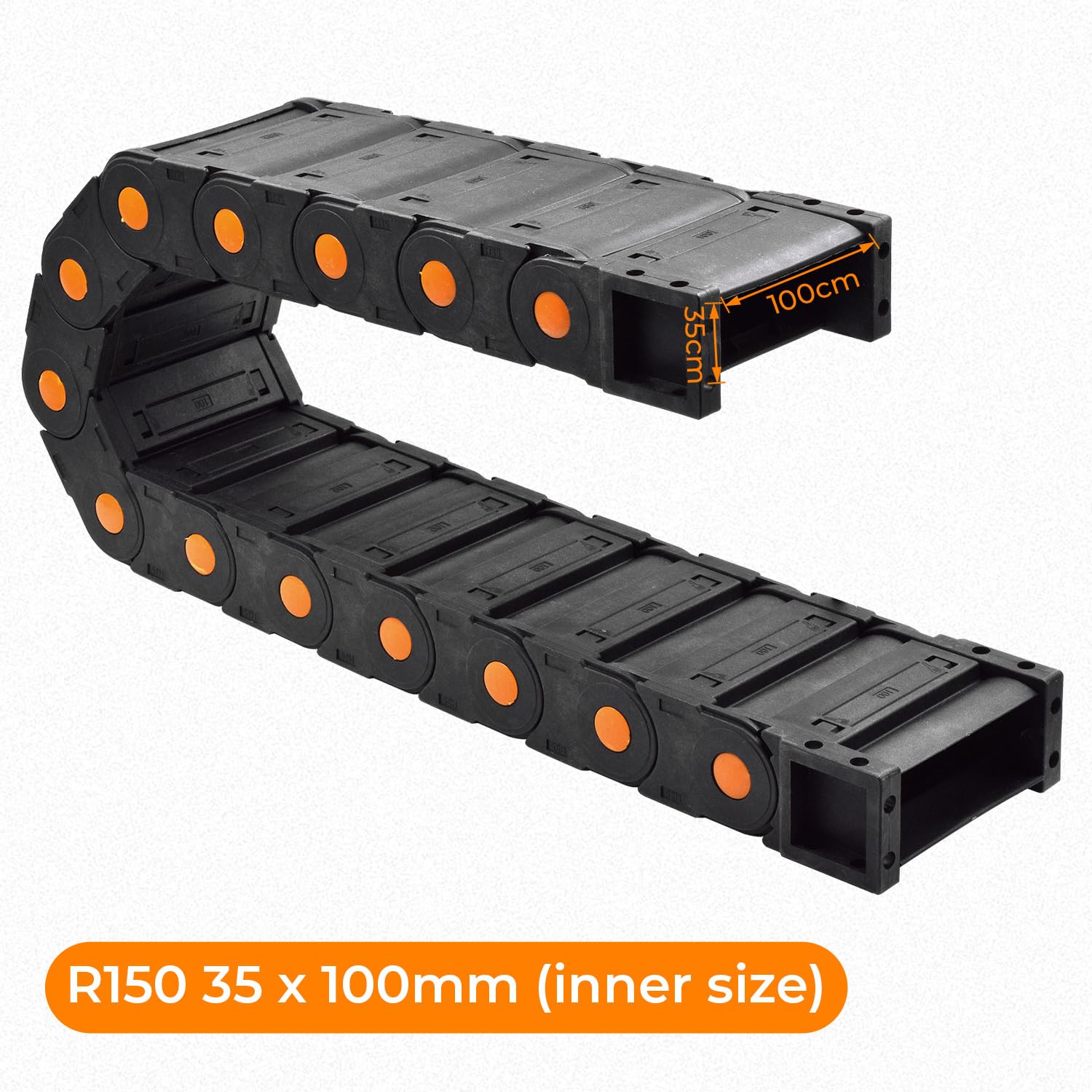 Cadena de arrastre para cables, tipo cerrado, cadena de arrastre de alambre R150, 35 x 100 mm, longitud de 1000 mm, cadena de arrastre de cable para impresora 3D eléctrica CNC router