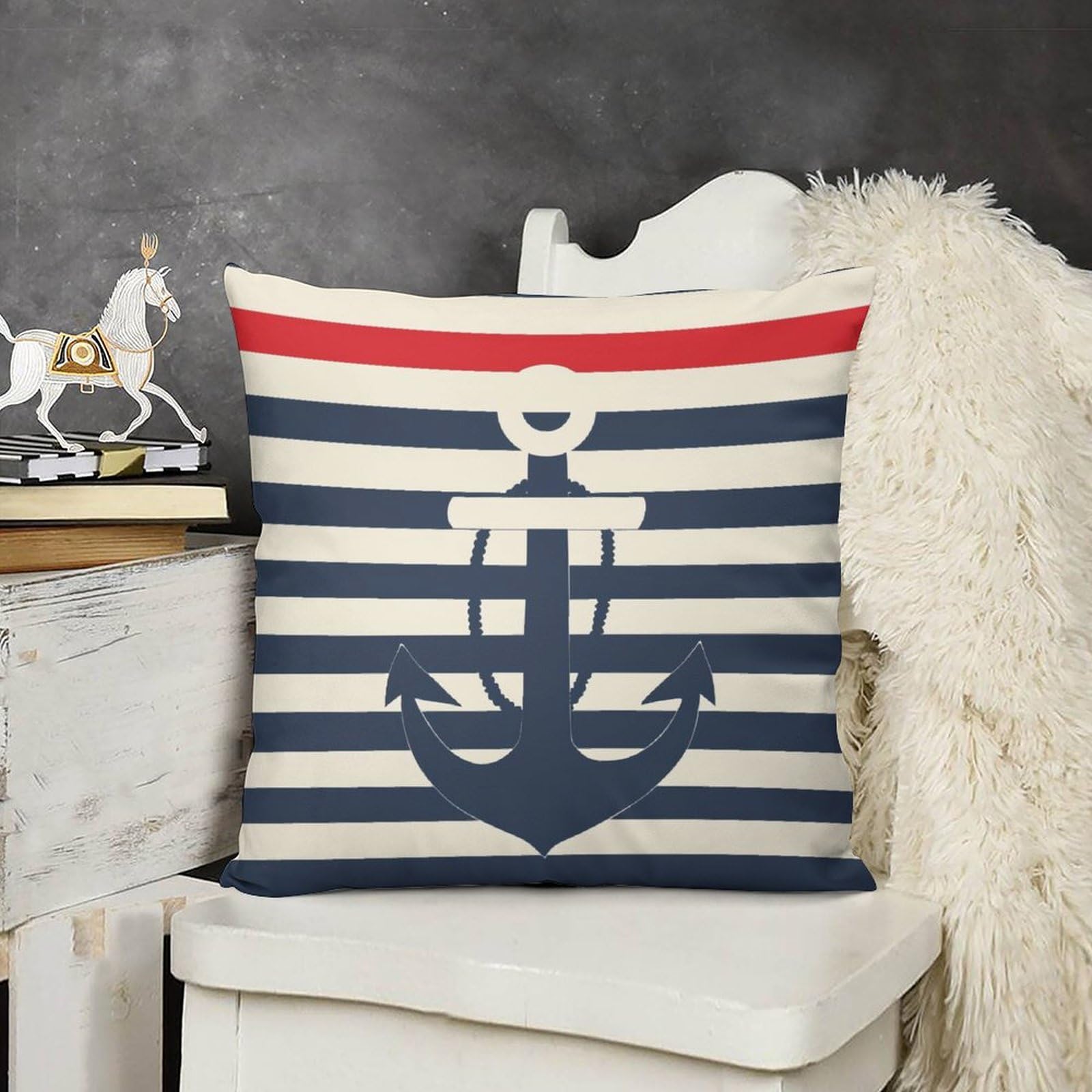 Anchor Throw Pillow Outdoor Waterproof Throw Pillows Red Anchor