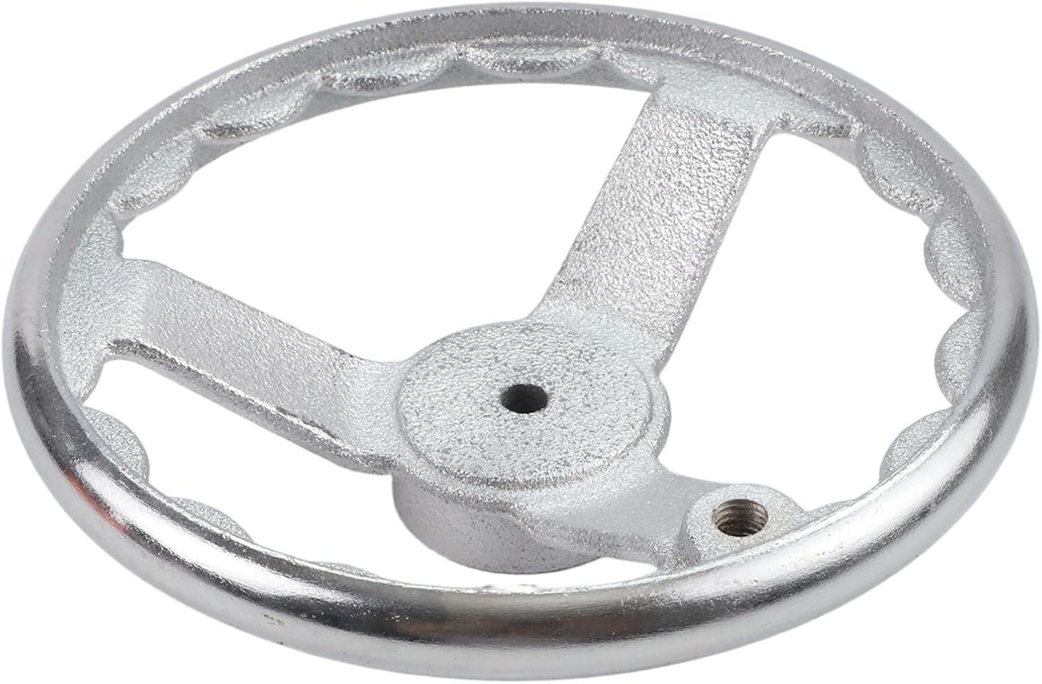 Chrome Plated Cast Iron 3-Spoke Handwheel for Machinery and Equipment, Corrugated Inner Rim, Round Mechanical Control Wheel(8 Inch)