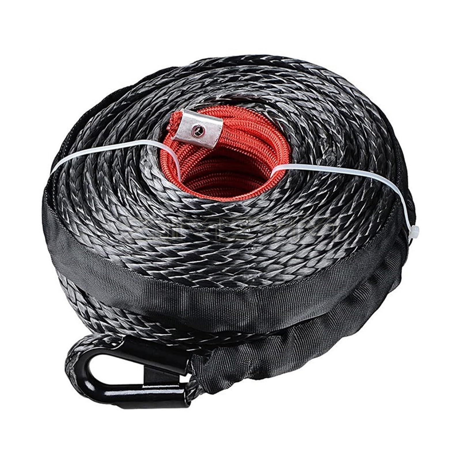 Lina Wyciągarki, Kabel linowy wciągarki z osłoną 9.5mm syntetyczna lina holownicza 29m myjnia samochodowa ciąg konserwacyjny do ATV UTV Off-Road(9.5mm x 23M)