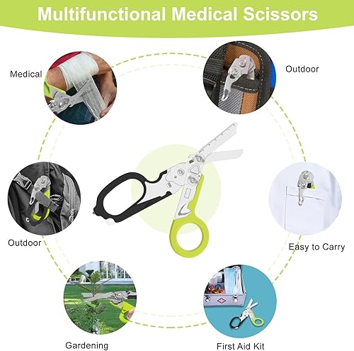 Miniatura 7 de Herramienta combinada multifuncional 6 en 1, tijeras de emergencia retráctiles plegables, herramientas de campamento al aire libre, cortador de