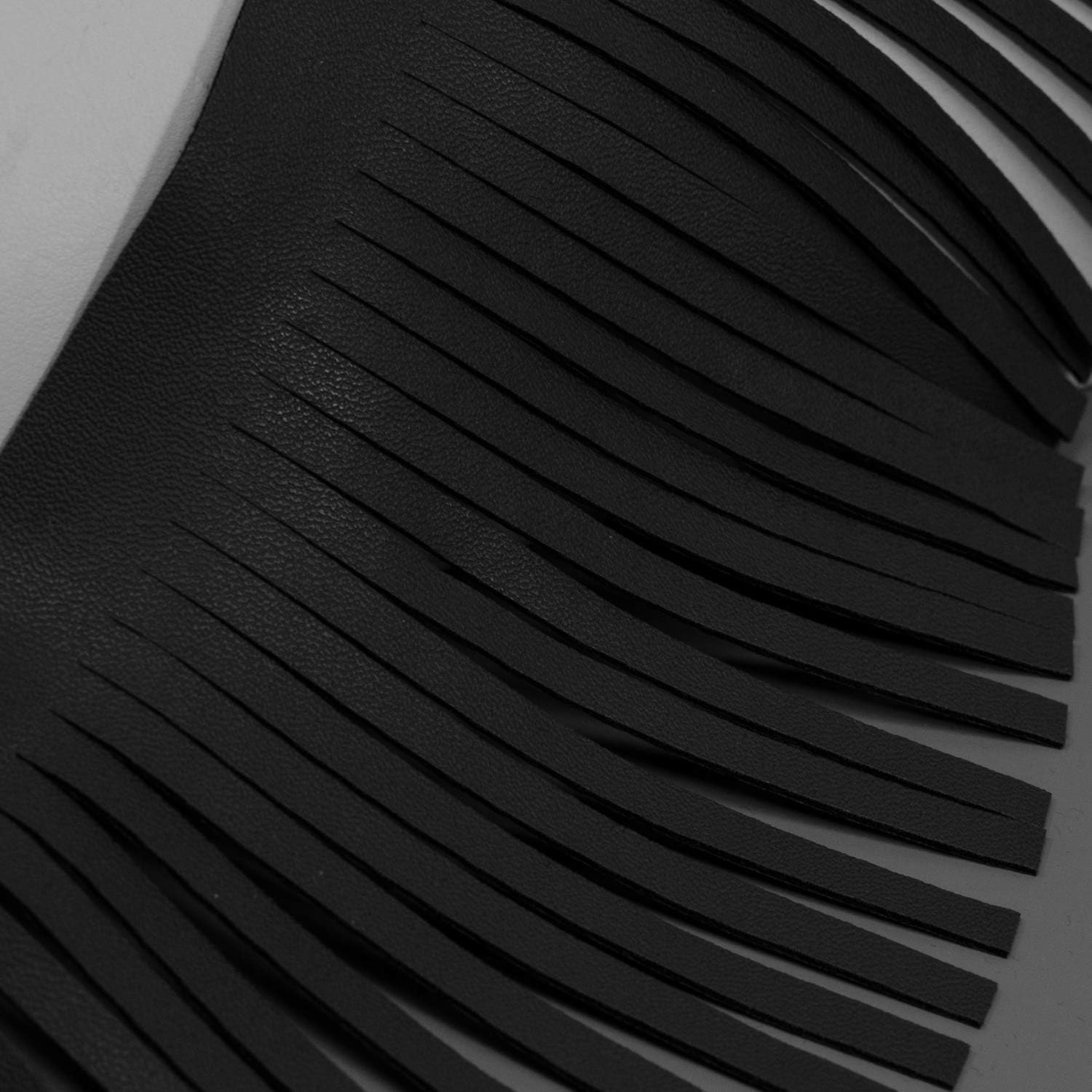 Trims by the Yard 4" Premium Vegan Leather Fringe Trim, Black (Sold by the Yard)
