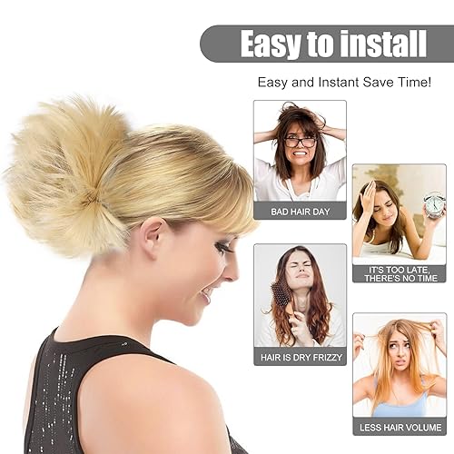 Miniatura 4 de Ailsa Peine de moño desordenado con clip lateral, moño despeinado, moño desordenado, coletero, para mujer, corto, ajustable, esponjoso, fácil de