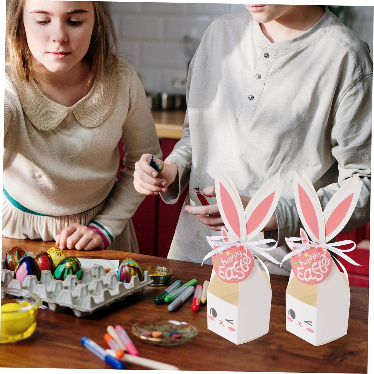 OFFSCH 10pcs Cute Bunny Print Candy Boxes for Easter Treats for Small Presents Adorable Party Decoration Versatile for Celebrations
