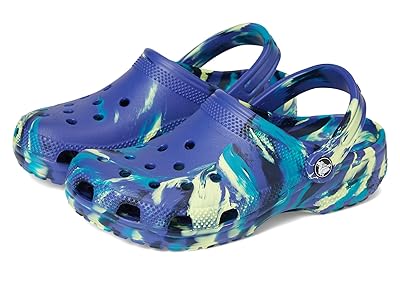 Crocs Kids Classic Marbled Tie-Dye Clog (Little Kid/Big Kid) Kids Shoes Navy/Turbo Teal : 5 Big Kid M, Synthetic