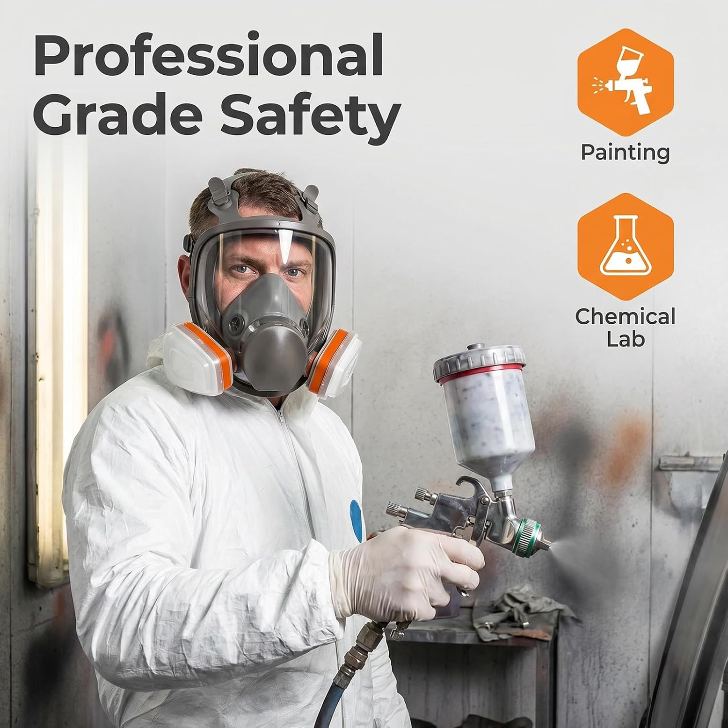 Reusable Full Facepiece - Full Face Cover Set for Dust, Painting, Cutting‎, Sanding‎, Spraying, Epoxy Resin, Gas, DIY etc