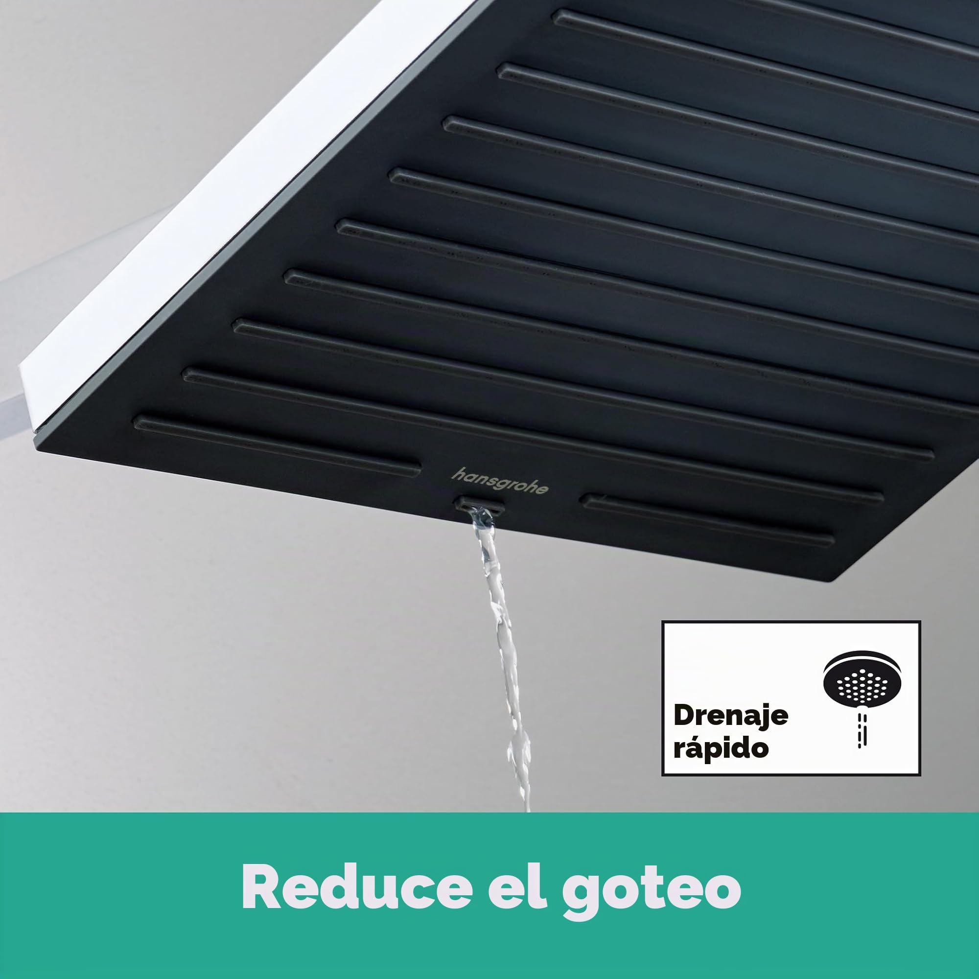 hansgrohe Pulsify E, rociador de ducha, ducha fija rectangular, cabezal de ducha lluvia con 1 tipo de chorro para conexión pared y techo, con sistema antical, cromo