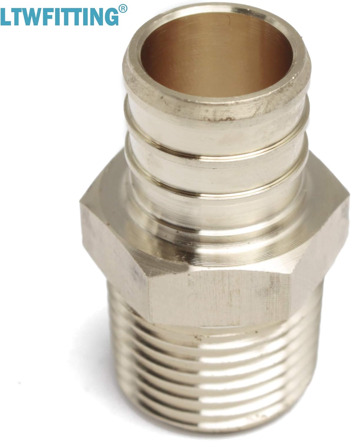 LTWFITTING No Lead Brass PEX Adapter Fitting 3/4-Inch PEX x 1/2-Inch Male NPT Crimp Adaptor (Pack of 5)