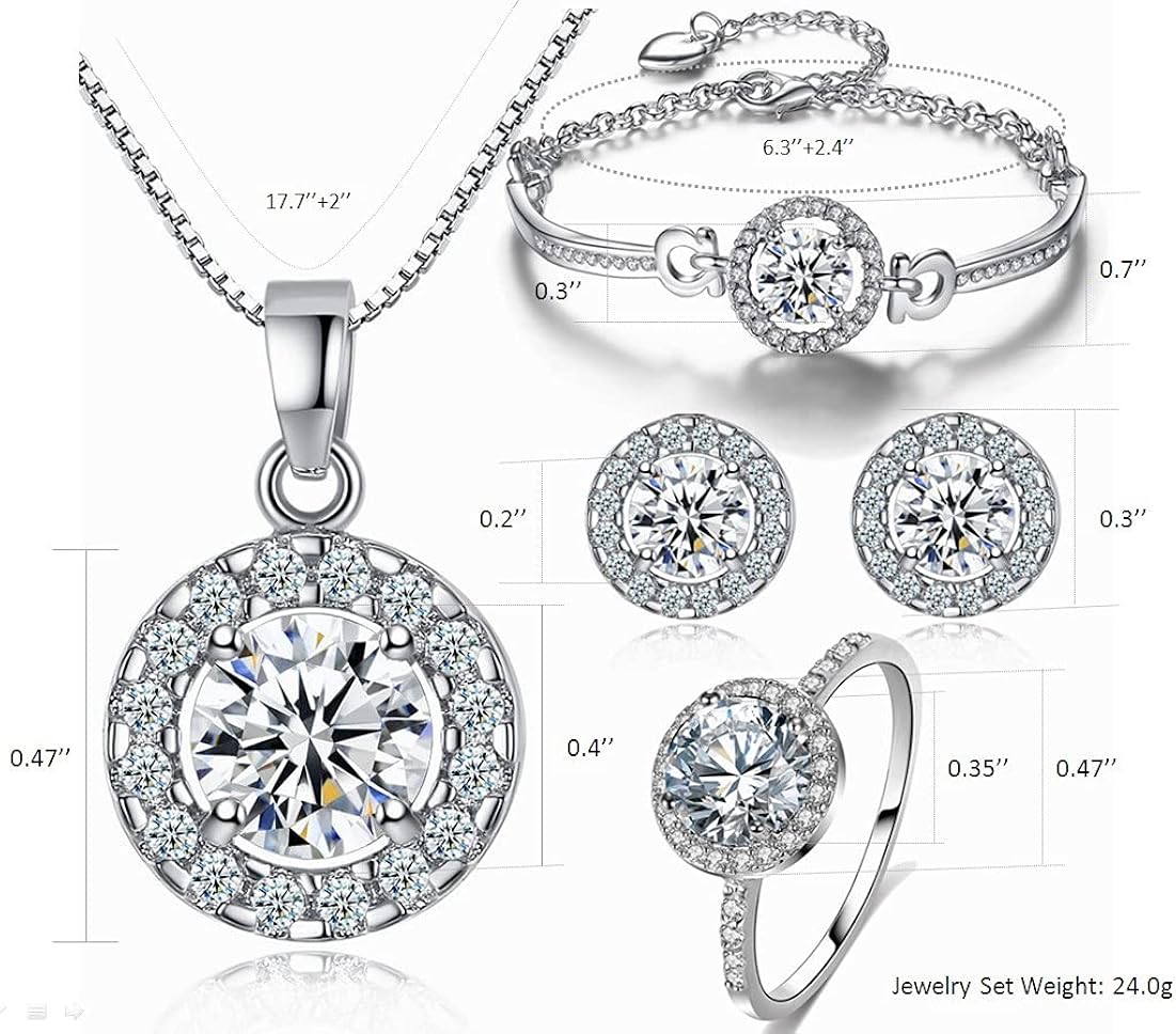 Miniatura 2 de Anillo de circonita cúbica brillante, collar de cristal de circonio para mujer, aretes de circonita cúbica, pulseras ajustables, chapado en oro