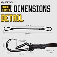 Vista 2 de Cuerdas elásticas con mosquetón, cuerdas elásticas resistentes de 12 pulgadas de largo con clip de mosquetón para exteriores, cuerda elástica extra