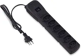 Filtro de Linha com Disjuntor 6T Force Line, Acessórios para Computador, Preto