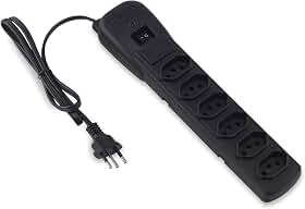 Filtro de Linha com Disjuntor 6T Force Line, Acessórios para Computador, Preto