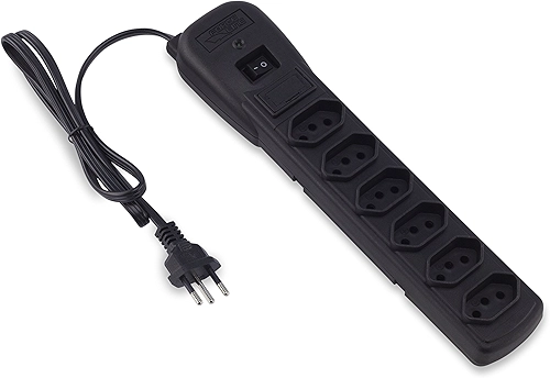 Filtro de Linha com Disjuntor 6T Force Line, Acessórios para Computador, Preto