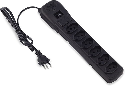 Filtro de Linha com Disjuntor 6T Force Line, Acessórios para Computador, Preto
