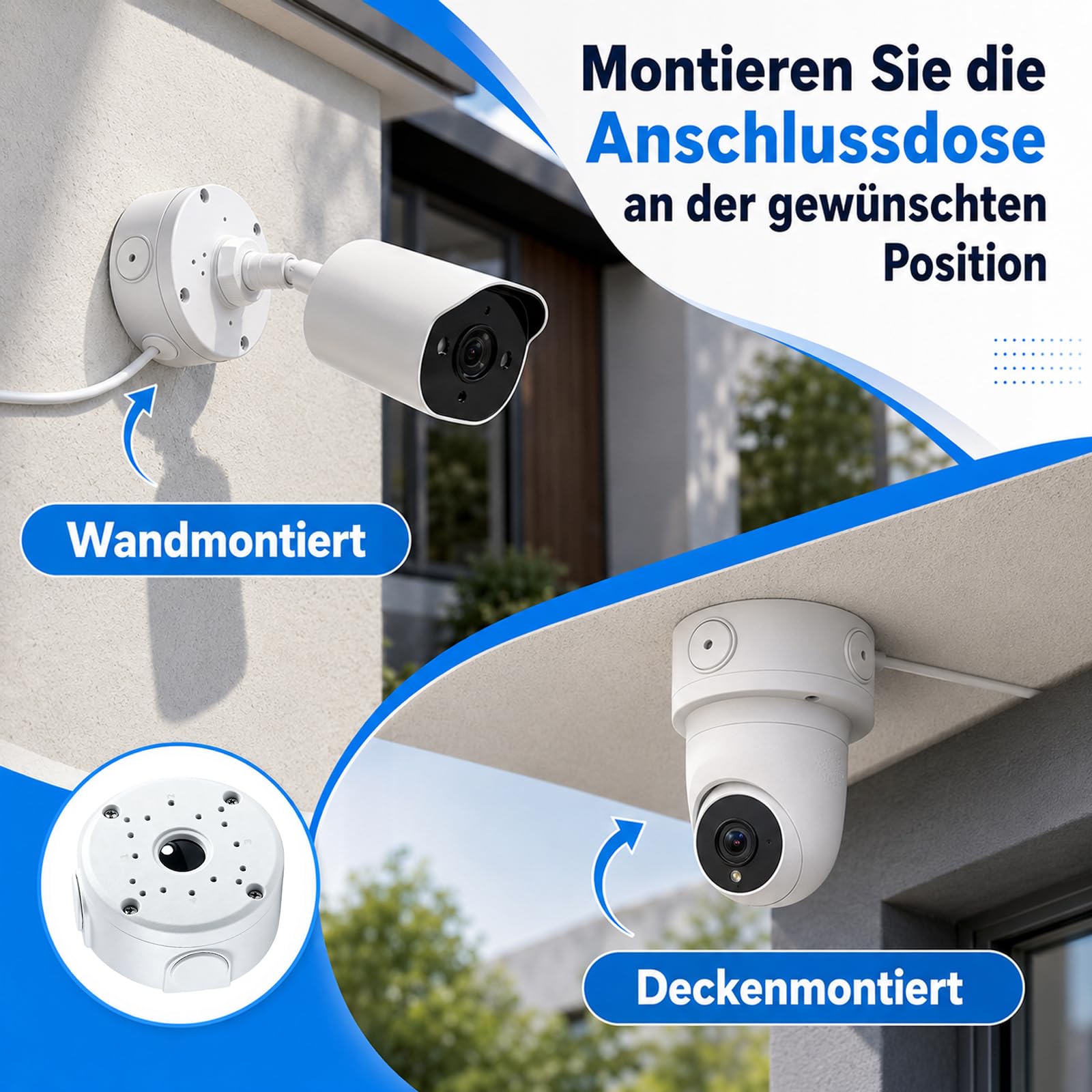 4 Pezzi Scatola di Giunzione per Telecamera in Alluminio, Scatola Semisferica Impermeabile per Videosorveglianza, Supporto Universale per Telecamere Dome e Bullet, Interno ed Esterno