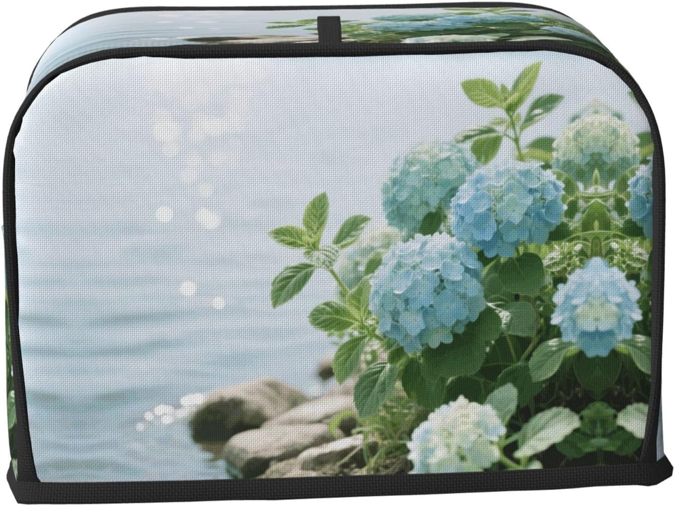 Mint Floral Teal Toaster Cover 2 Slice, Waterproof Bread Machine Covers with Pockets Universal Size Kitchen Small Appliance Cover with Handle, Dust and Fingerprint Protection