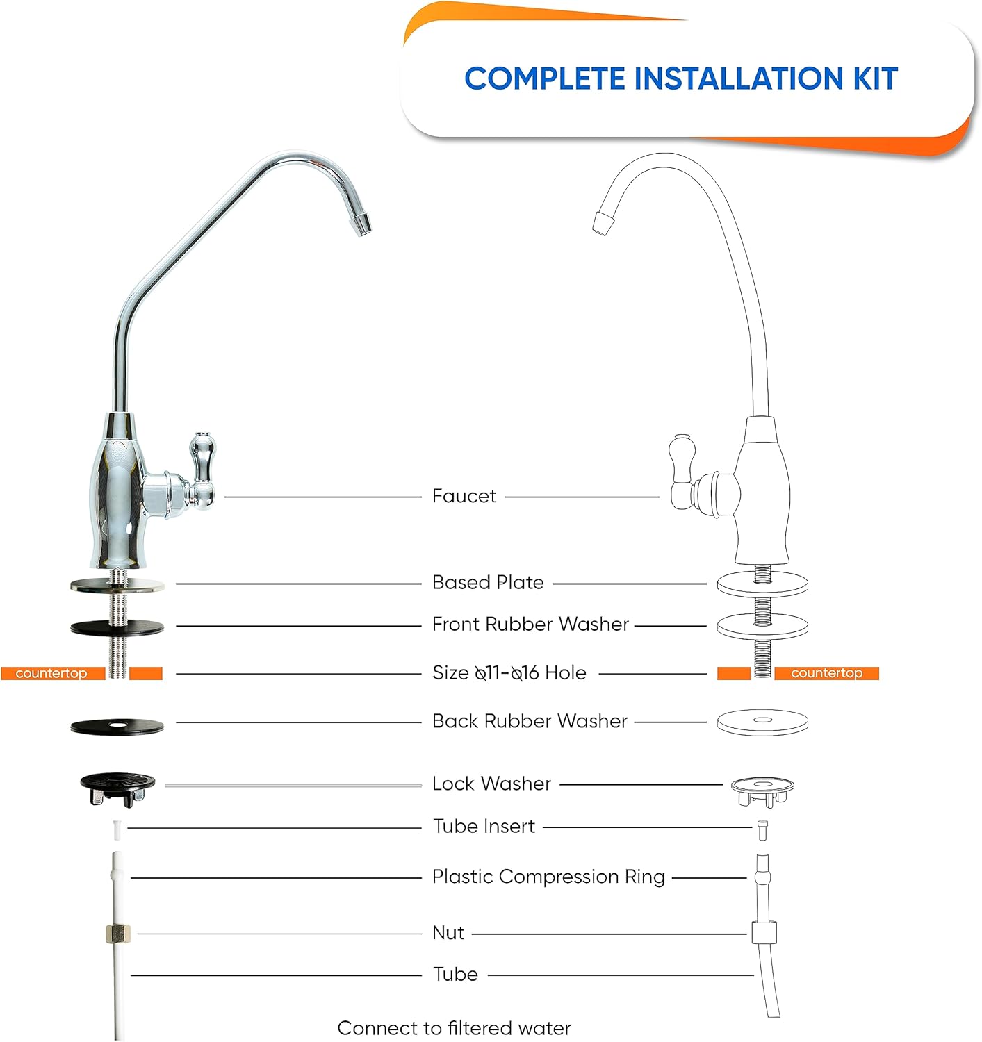 Chrome Single Handle Lever Kitchen Faucet with 360 Swivel Spout